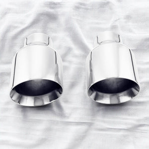 2pcs 2.5" Inlet Exhaust Tips Car Pipe Dual Wall Slant Cut 4.5" Outlet 7" Long SS