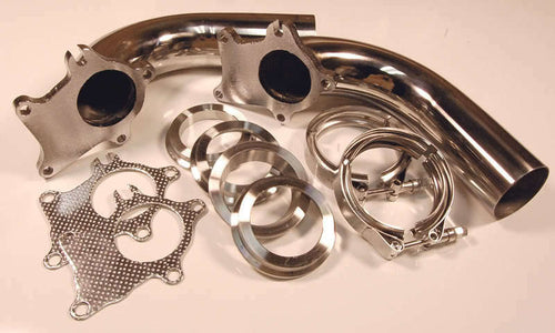 Two 2 Twin T3T4 Stainless TIG Downpipe Vband 5bolt t3 5