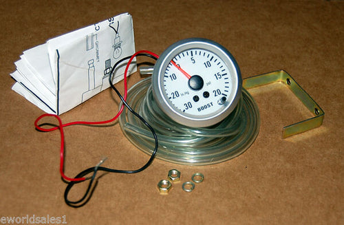 White Face Boost Gauge Kit 20psi White Face Illuminated Lighted  52mm   2 1/16