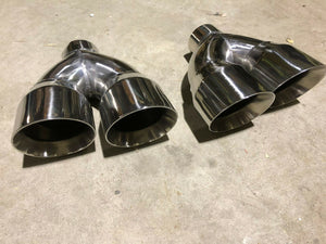 2x STAINLESS STEEL DUAL EXHAUST TIPS used G8 GT GXP SS PAIR CAMARO MUSTANG SRT