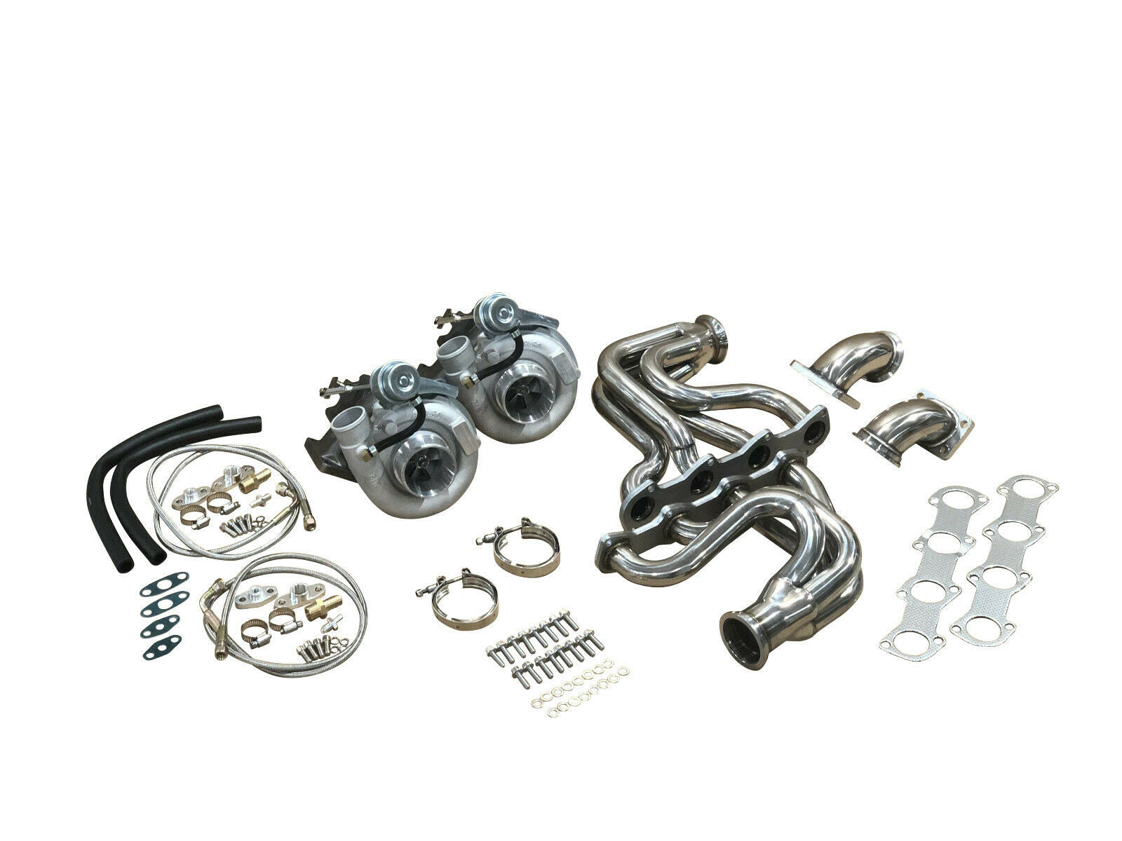 PHAB Stainless Steel Twin Turbo Headers For Ford Mustang 4.6L V8 2V (Saleen, GT, Shelby) - V-band