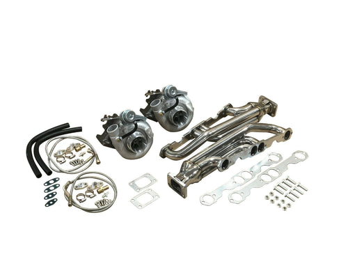 FOR GM Chevy 350 383 Lt1 5.7 V8 Turbos+Manifold+Elbows+OIL LINES Wastegates