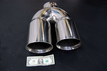 Load image into Gallery viewer, 5&quot; DUAL 6&quot; EXHAUST TIP 5.00&quot; STAINLESS STEEL POLISHED CHROME MITER STACk