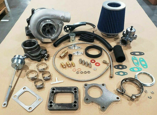 T3/T4 Hybrid Turbocharger Kit T3 T4 Turbo -3an ss line, Downpipe, BOV, Stage 1