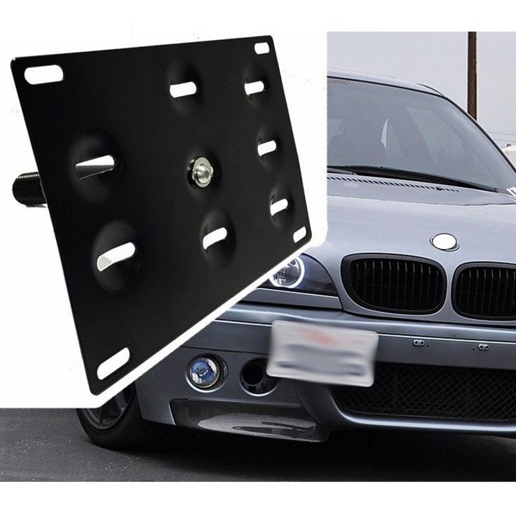 BMW Front Bumper Tow Hole Adapter License Plate Mounting Bracket Hook Euro Style
