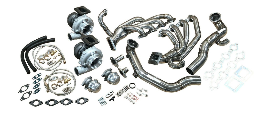 FOR CORVETTE C5 97-04 TWIN TURBO HOT PARTS KIT T4 TURBOS WASTGATES OIL LINES