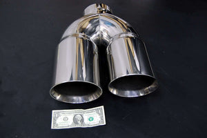 5" DUAL 6" EXHAUST TIP 5.00" STAINLESS STEEL POLISHED CHROME MITER STACk