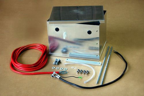 Complete Aluminum Battery Box Relocation Kit Universal Polished Billet Race PC